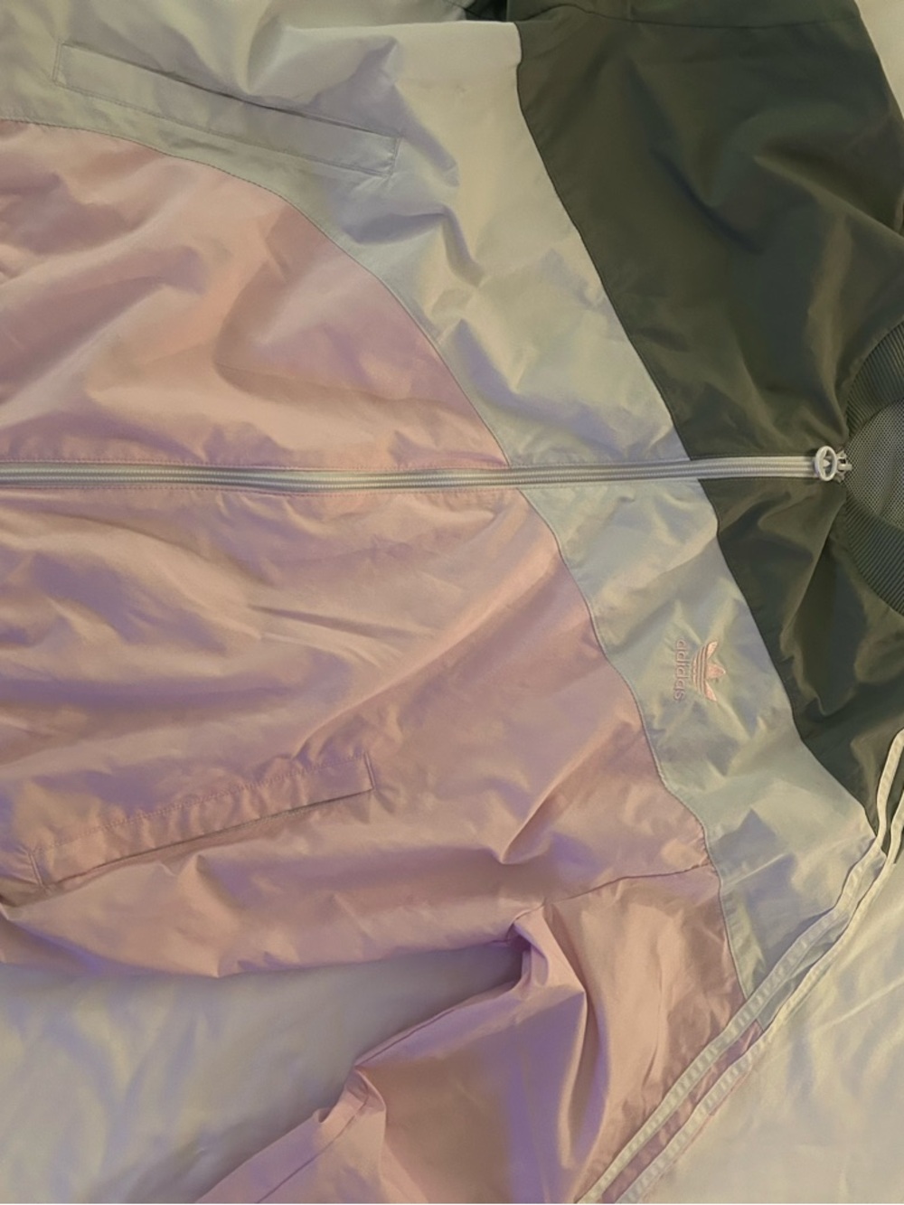 adidas Pastel Pink, white and green Colorblock Track Jacket